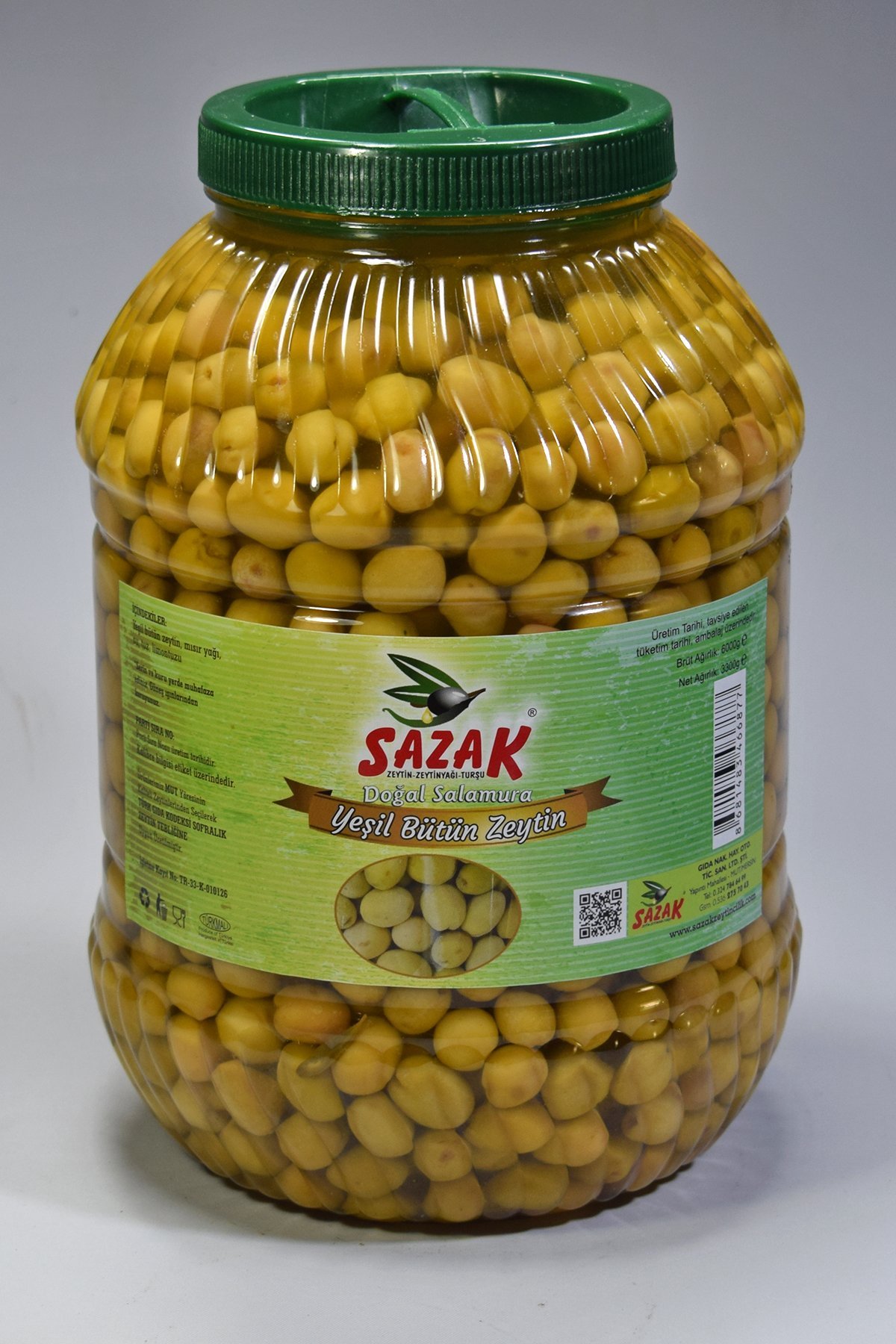 Sazak Yeşil Bütün Zeytin 5 Lt PET