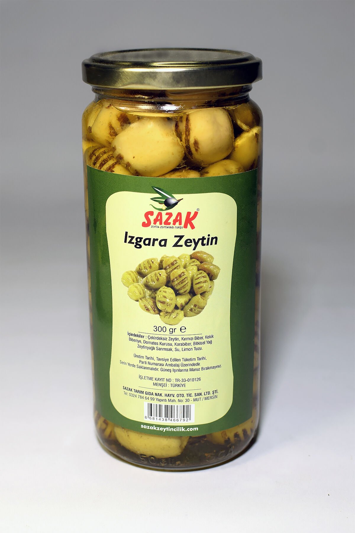 Sazak Izgara Yeşil Zeytin Cam 300 Gr Grill Olive