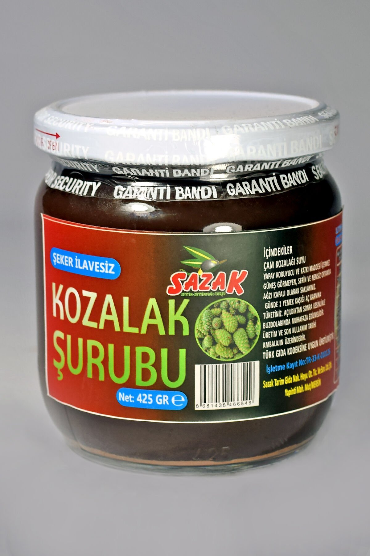 Sazak Kozalak Şurubu %100 Doğal Şekersiz Ev Yapımı Net 425 GR Çam Kozalak Şurubu
