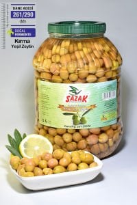 Sazak Yeşil Kırma Zeytin Mut Zeytini İri Taneli (261-290 M Kalibre) 5 lt Pet