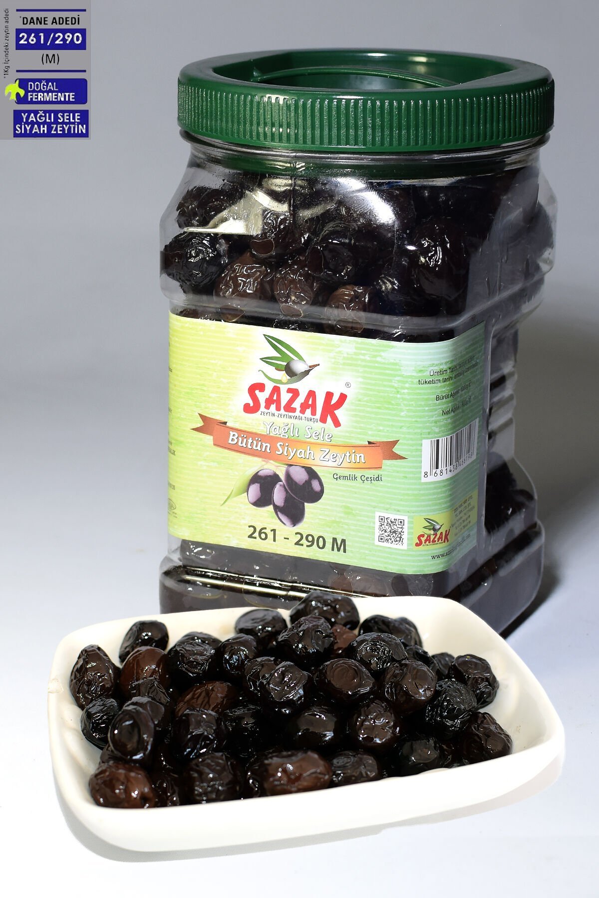 Sazak Yağlı Sele Siyah Zeytin 900 gr. (İRİ) 261-290