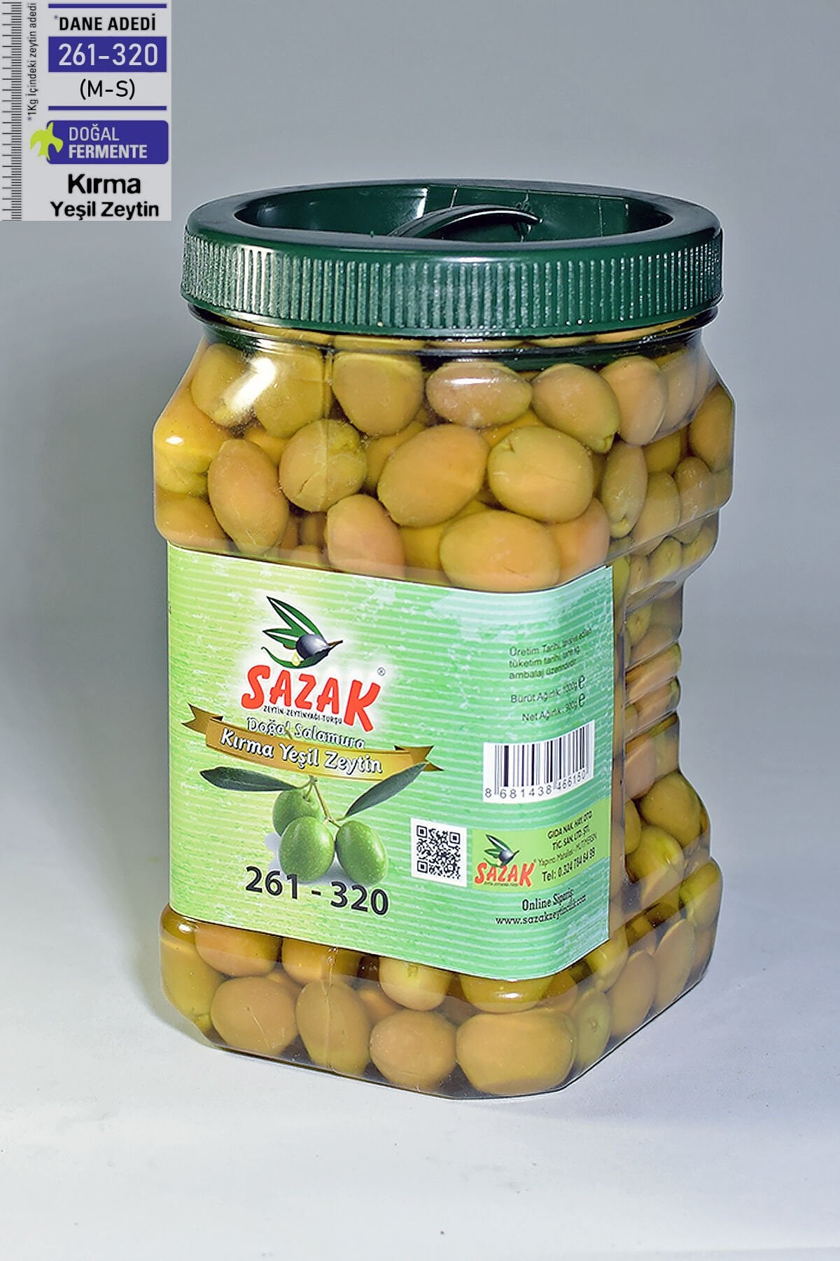 Sazak Kırma Yeşil Zeytin 900 gr 261-320