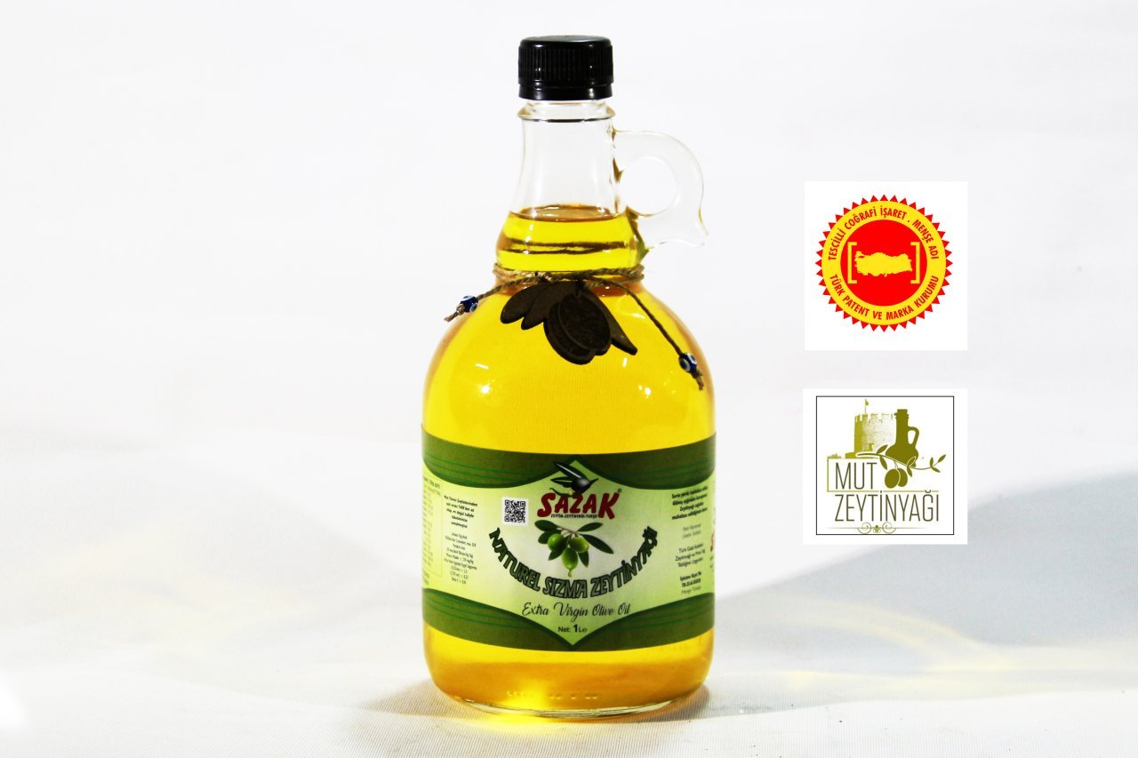 Sazak 1 Lt. Naturel Sızma Zeytinyağı (Gallone Cam Şişe)