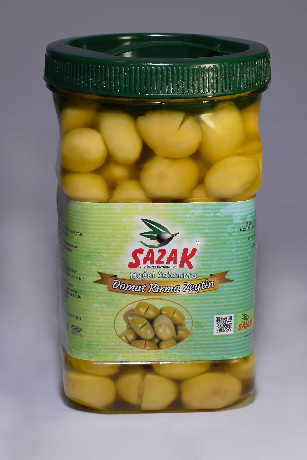 Sazak Domat Tipi Yeşil Zeytin 900 Gr.