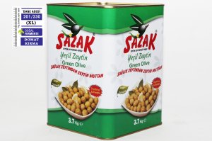 Sazak Domat Tipi Yeşil Zeytin 3700 Gr.