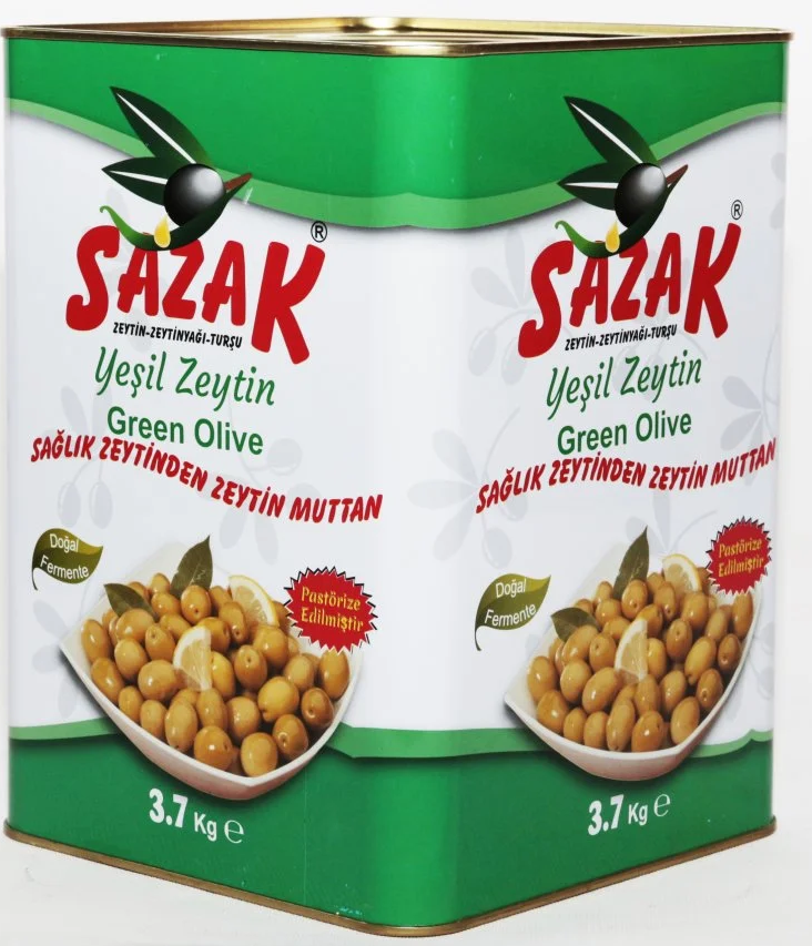 Sazak Çizik Yeşil Zeytin 3700 gr (İri Kalibre 231-260 )
