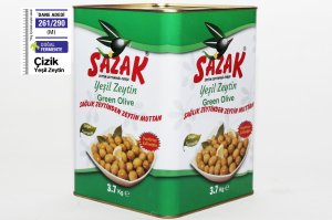 Sazak Çizik Yeşil Zeytin 3700 gr (İri Kalibre 231-260 )