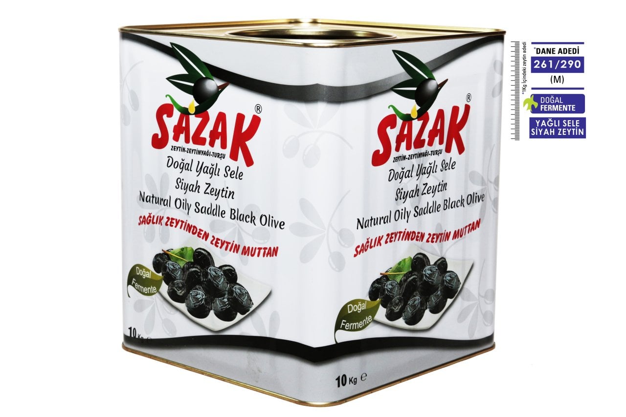 Sazak Yağlı Sele Siyah Zeytin 10 Kg 261-290 Kalibre (İRİ)