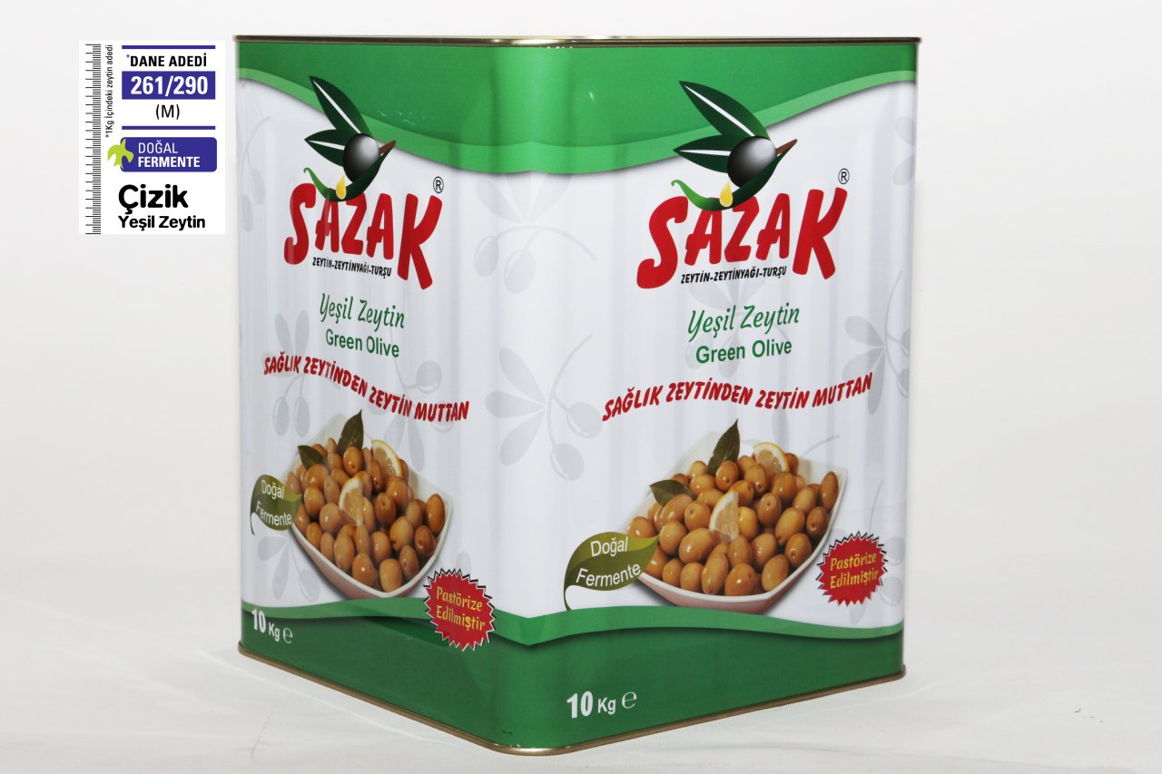 Sazak Çizik Yeşil Zeytin 10 Kg. 261-290 Dane