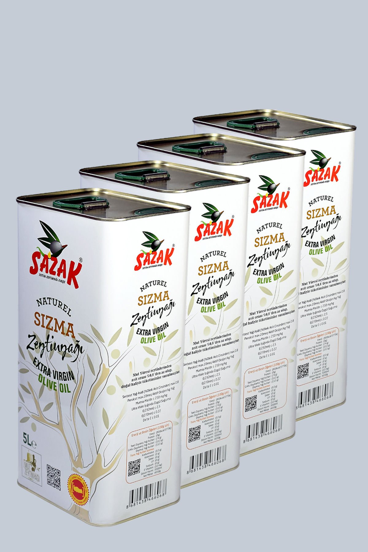 Sazak 20 Lt Teneke Ambalaj Naturel Sızma Zeytinyağı (Sezon 2024-2025)