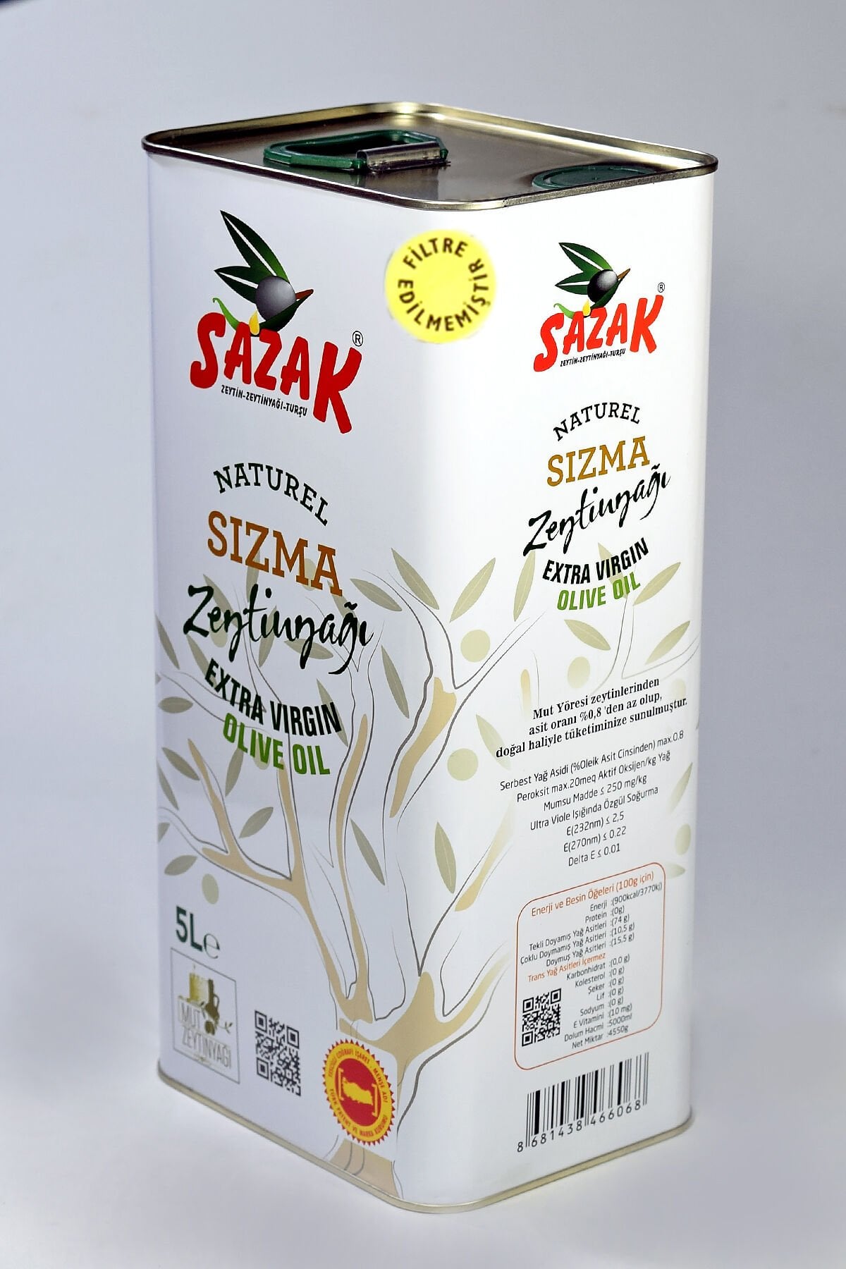 Sazak Filtresiz Naturel Sızma Zeytinyağı 5 LT ( Yeni Sezon 2025-2026)