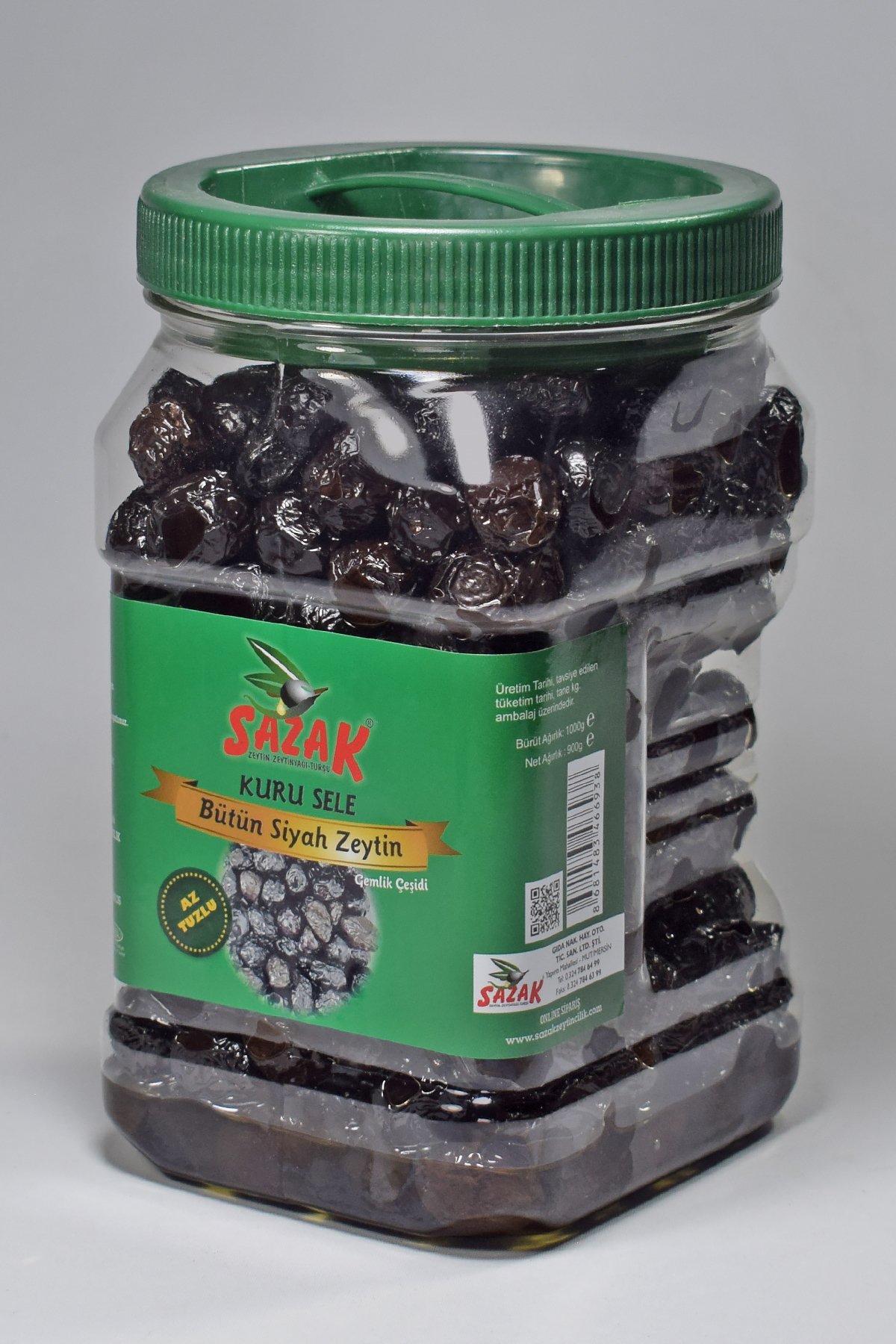 Sazak Az Tuzlu Kuru Sele Siyah Zeytin 900 gr