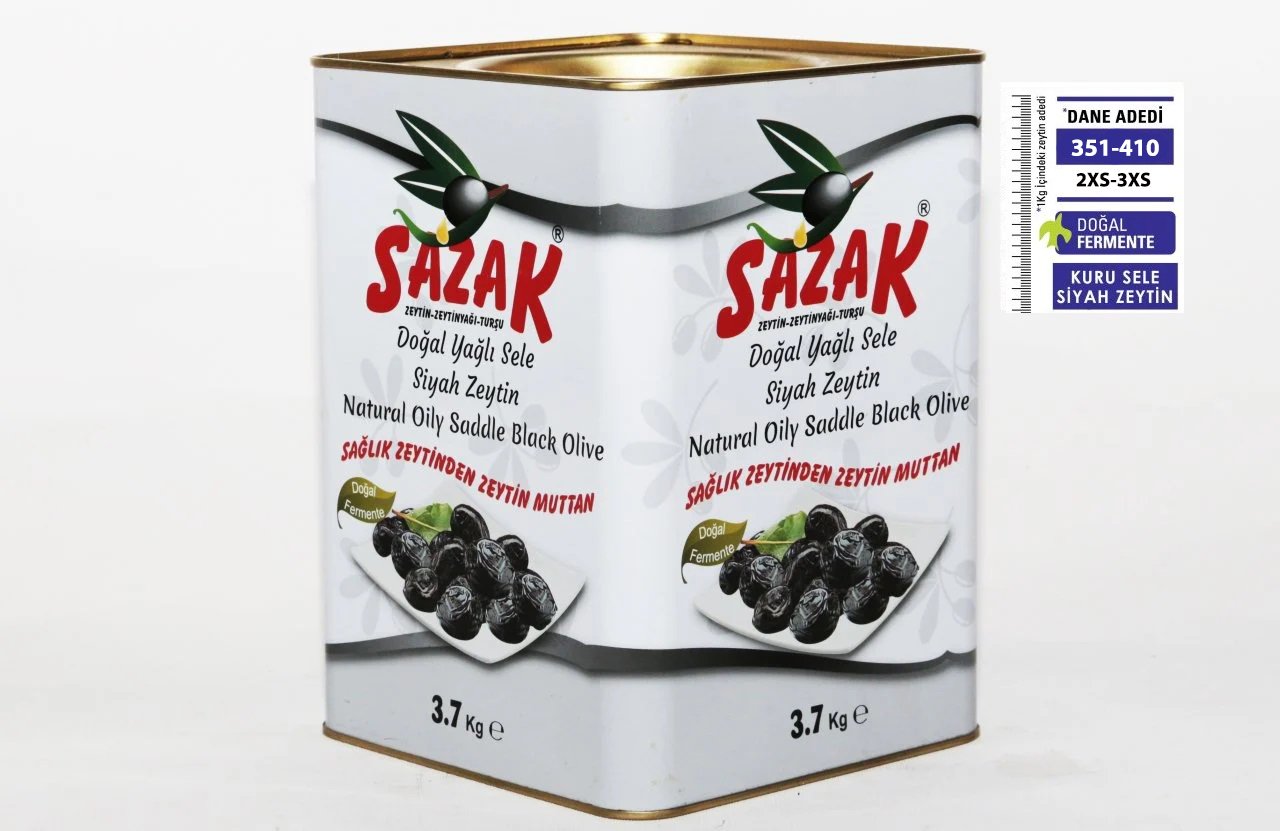 Sazak Az Tuzlu Kuru Sele Siyah Zeytin 3.7 Kg