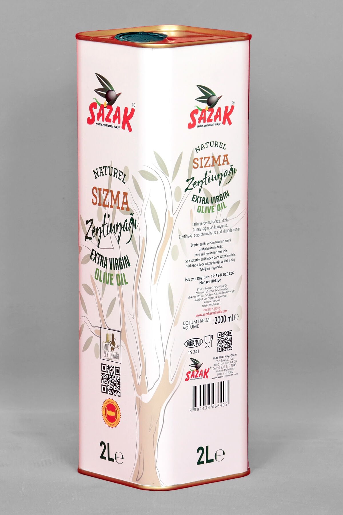 Sazak Naturel Sızma Zeytinyağı 2 LT (Sezon 2025-2026)