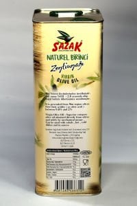 Sazak Naturel Birinci Zeytinyağı 5 LT Teneke Ambalaj (Yeni Sezon 2025-2026)