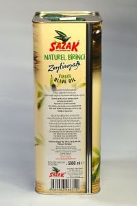 Sazak Naturel Birinci Zeytinyağı 5 LT Teneke Ambalaj (Yeni Sezon 2025-2026)