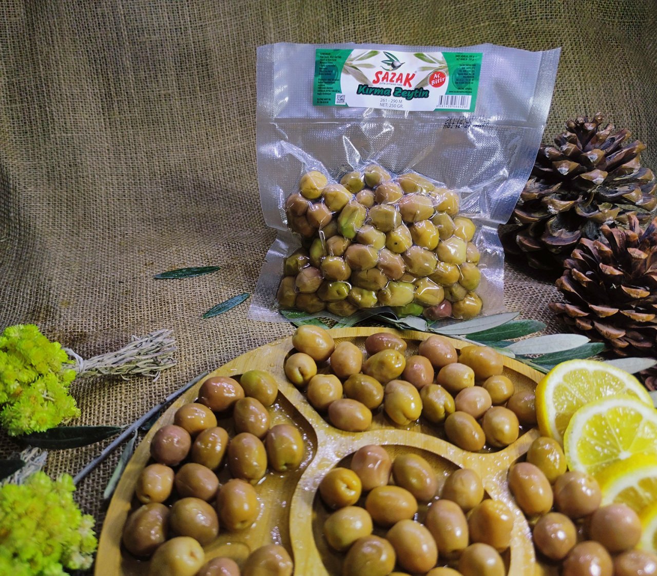 Sazak Yeşil Kırma Zeytin Aç bitir 250 gr