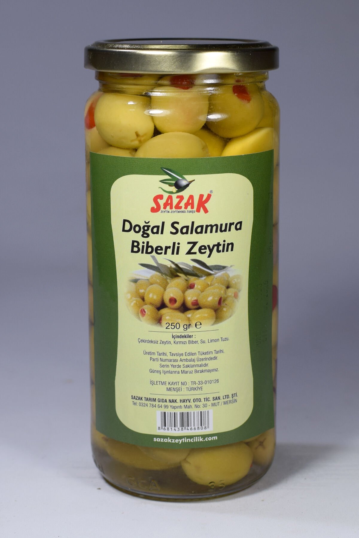 Sazak Biberli Yeşil Zeytin 250 GR
