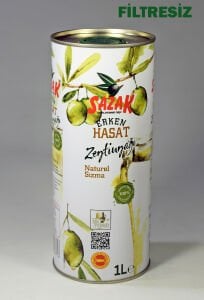 Sazak Filtresiz Erken Hasat Soğuk Sıkım Zeytinyağı Teneke 1 Lt ( Yeni Sezon 2026-2027)