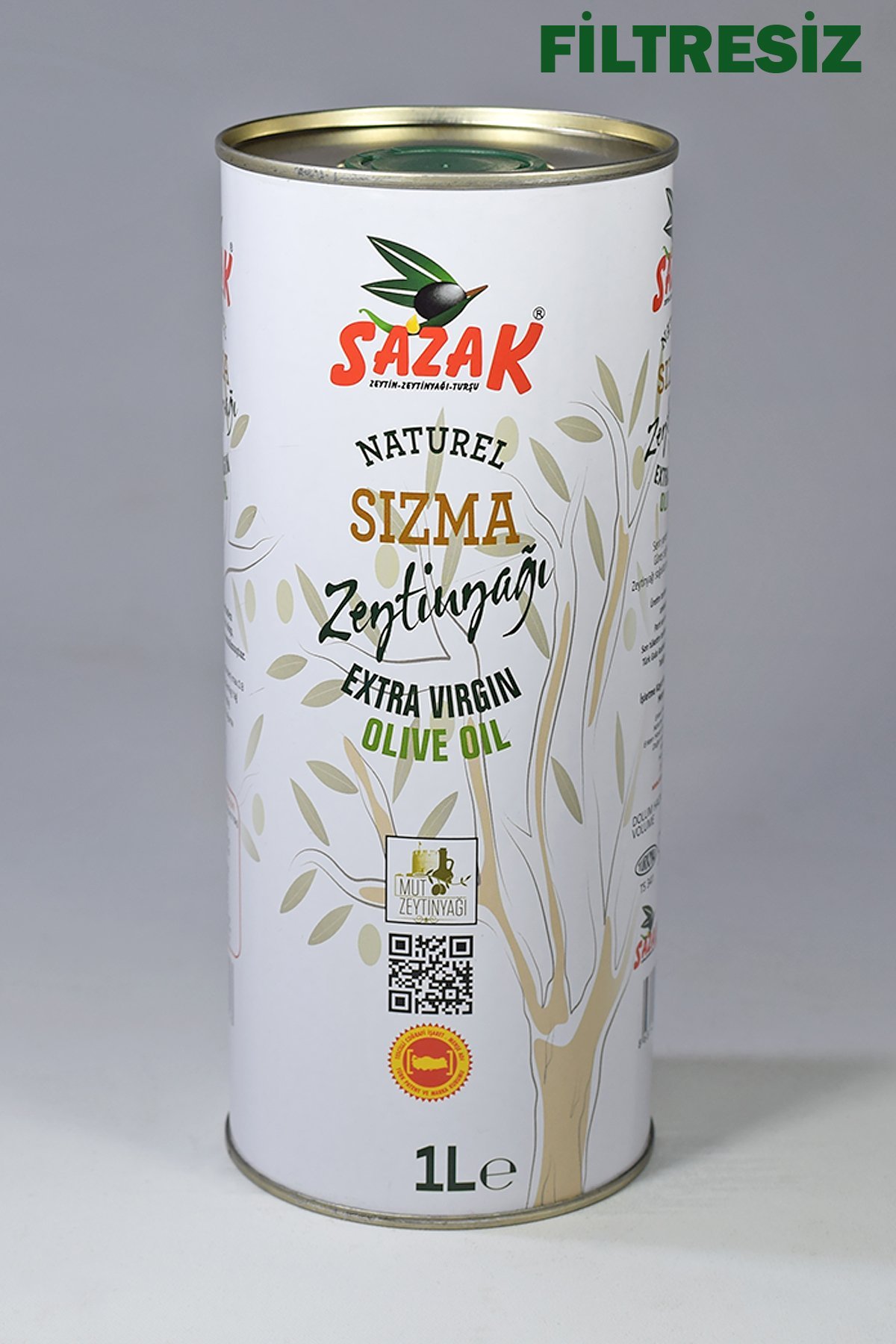 Sazak Filtresiz Naturel Sızma Zeytinyağı 1 LT Teneke ( Yeni Sezon 2025-2026)